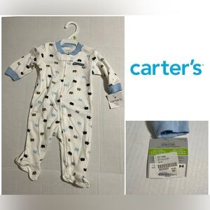 🆕CARTER’S - 3M - NWT - INFANT BOYS BLUE WHITE ELEPHANT SLEEPER